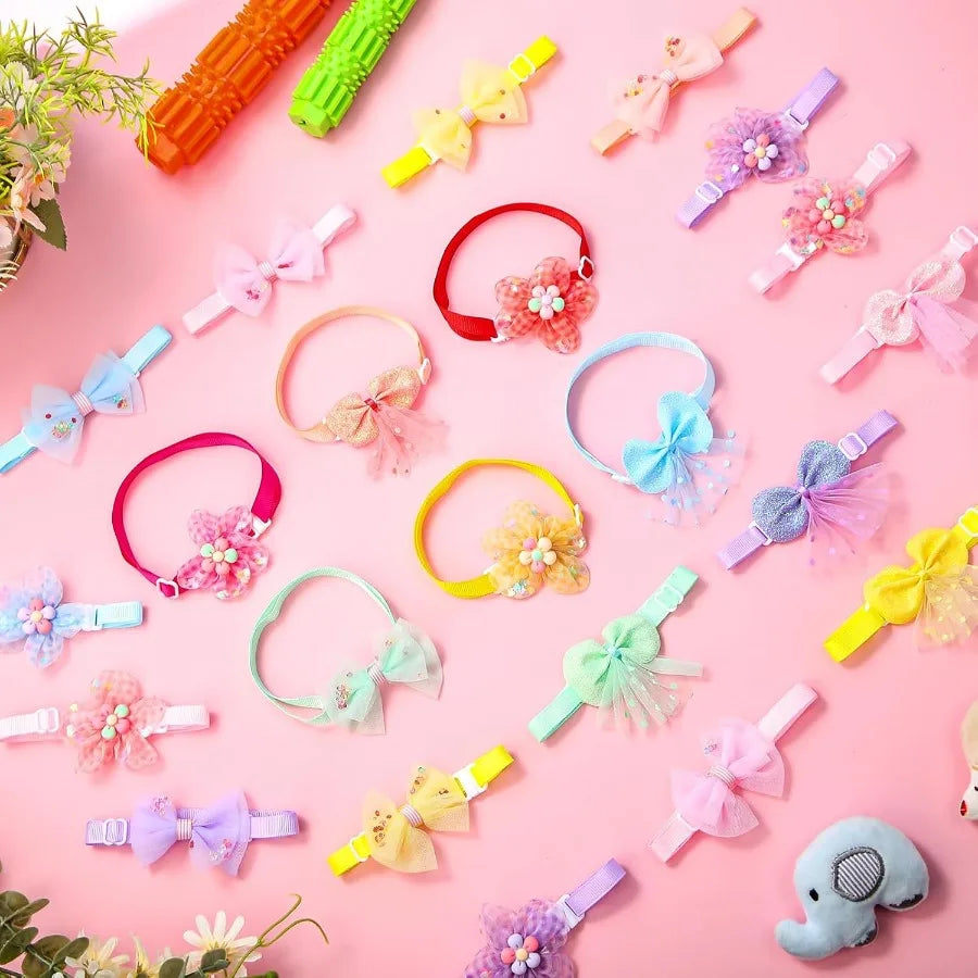 22 Pack Dog Bow Tie Collar Adjustable Bowtie Flower Neck Tie for Medium Small Dog Cat Puppy Stylish