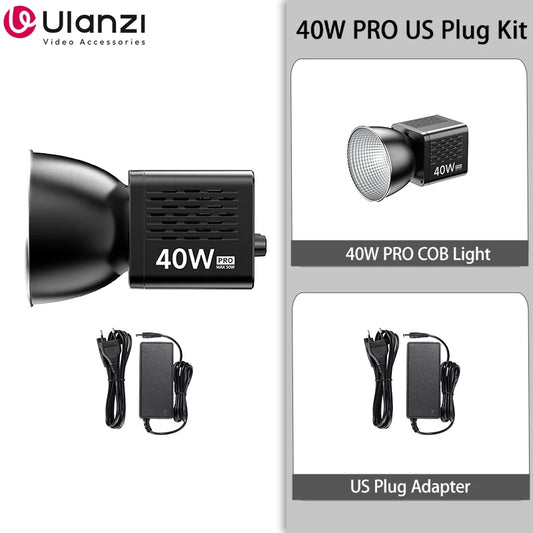 Ulanzi L023 40W Pro Portable LED Video Light Bi-Color COB Photographic Studio Light 2500K-6500K 3400mAh for Video Live-streaming