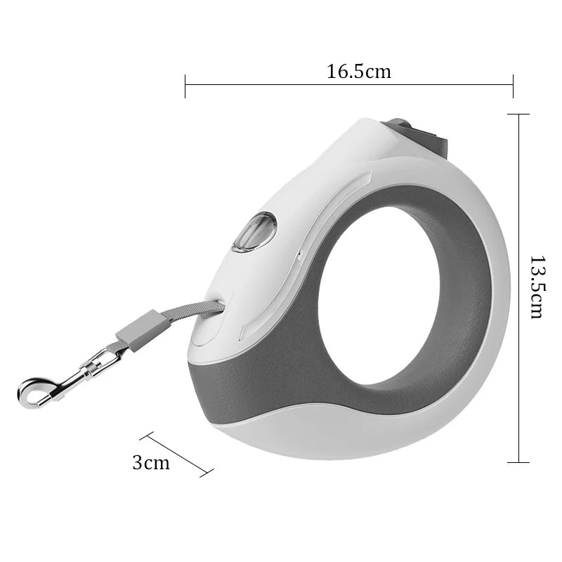 3M Dog Leash with Flashlight LED Streamer Roulette Automatic Retractable Nylon Rope for Cat Puppy Walking Running Lead Extension