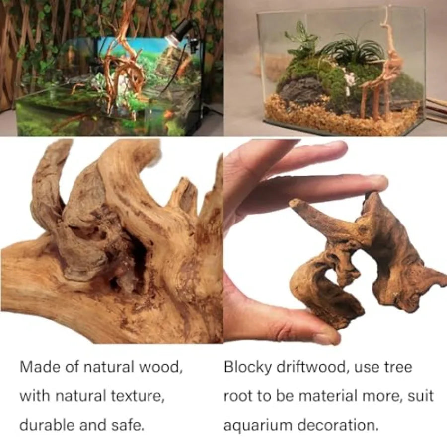 5PCS Aquarium Driftwood Branches 4''7.8'' Reptiles Trunk tural Wood Fish Tank Decoration Plant Stump Orment Decor Assorted
