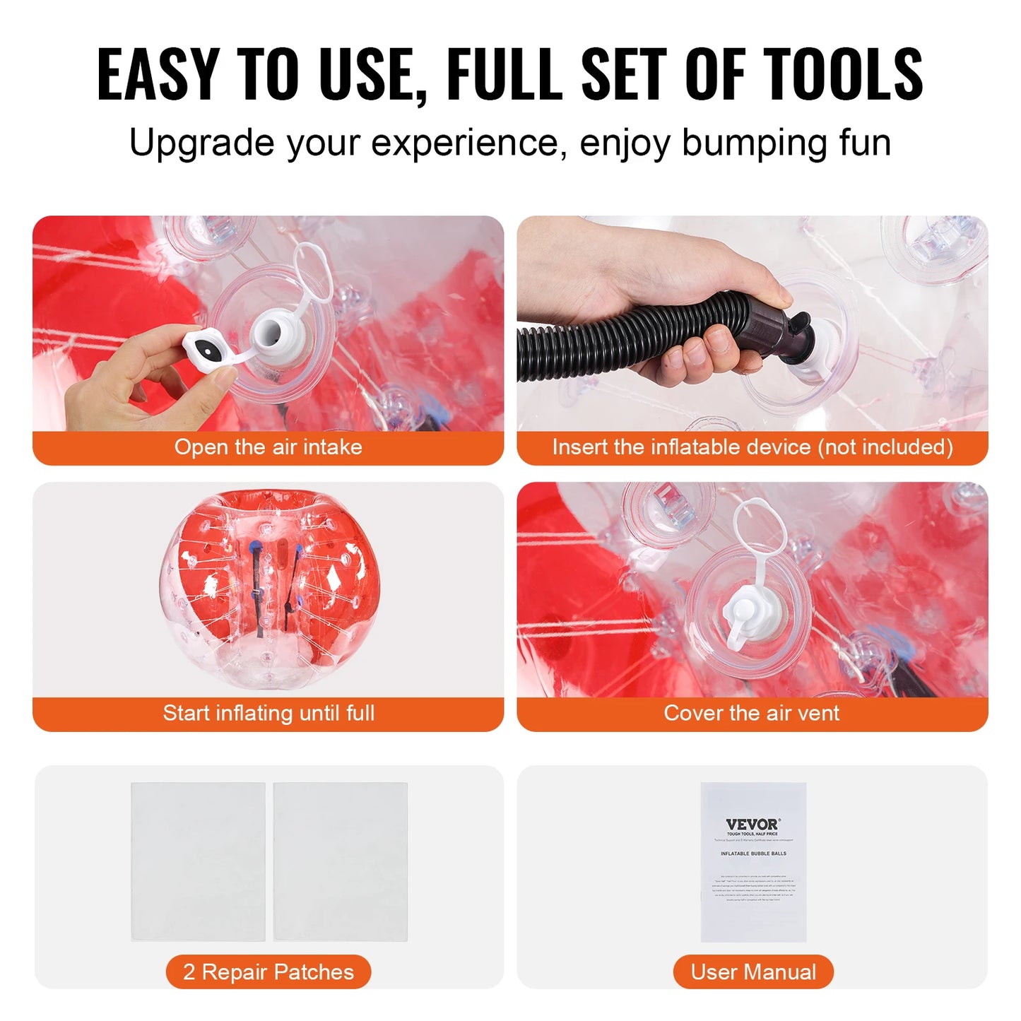 SucceBuy 5FT/1.5M Inflatable Bumper Ball BBody Bubble Zorb Ball for Teen & Adult Body Bubble Soccer Ball PVC Hamster Bubble Ball