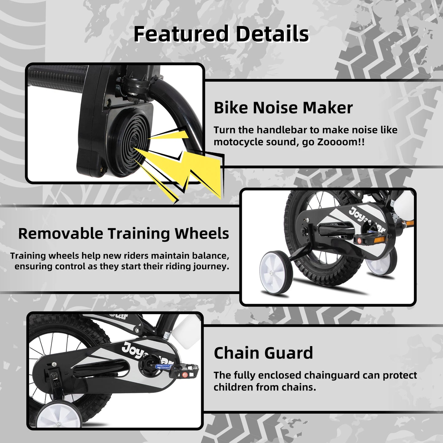 Joystar Motocross Style Kids Bike for Boys Girls Ages 3-7 Years, 12 16 Inch Children Bike with Training Wheels and Number Plate