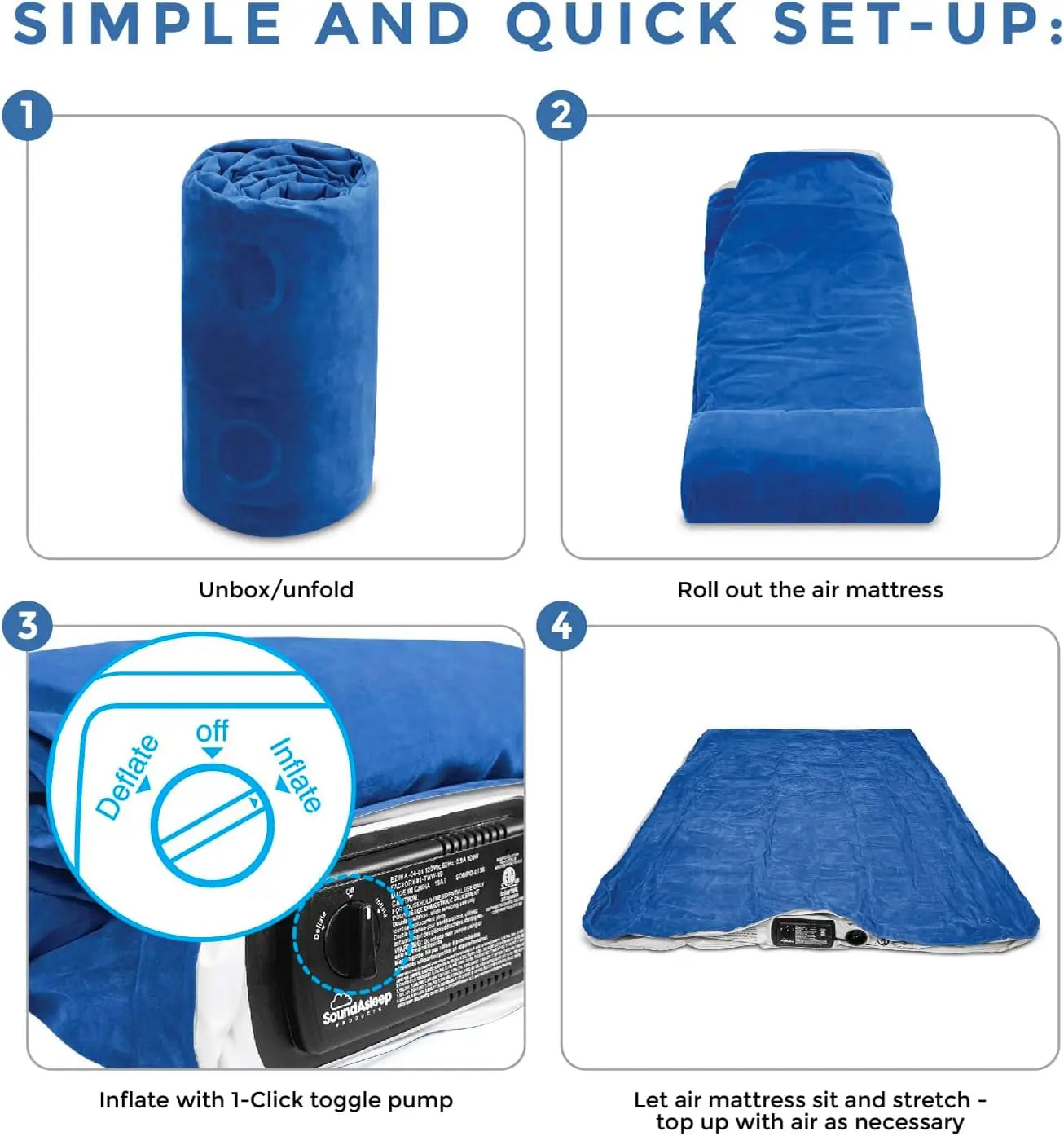 2025NEW Dream Series Luxury Air Mattress,ComfortCoil Technology,Built-in High Capacity Pump for Home,Camping- Double Height (Que