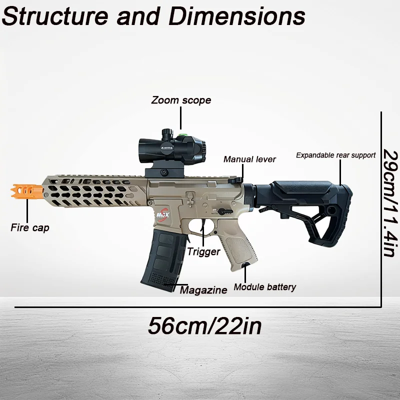 Toy gun with long-lasting rechargeable battery - USB charging, plastic rifle design, suitable for indoor and outdoor team games,