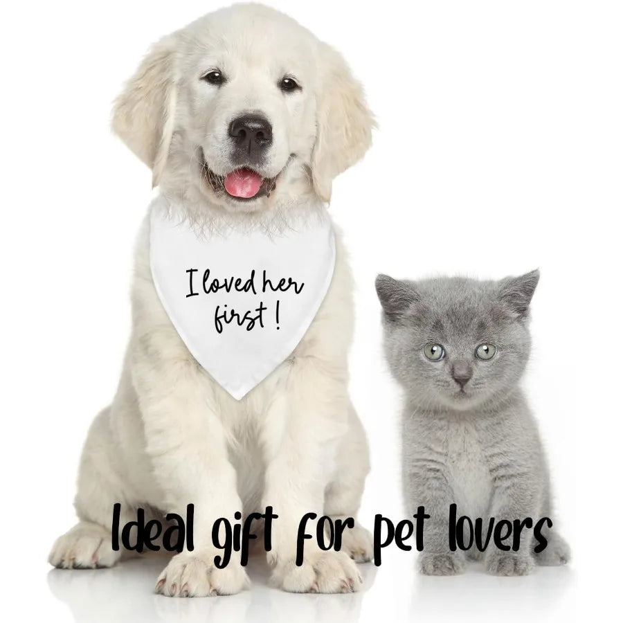 Dog Wedding Engagement Bandana Apparel Accessories Pet Dog Bandana arf Photo Prop I Loved her First Wedding Outfit Funny Engage