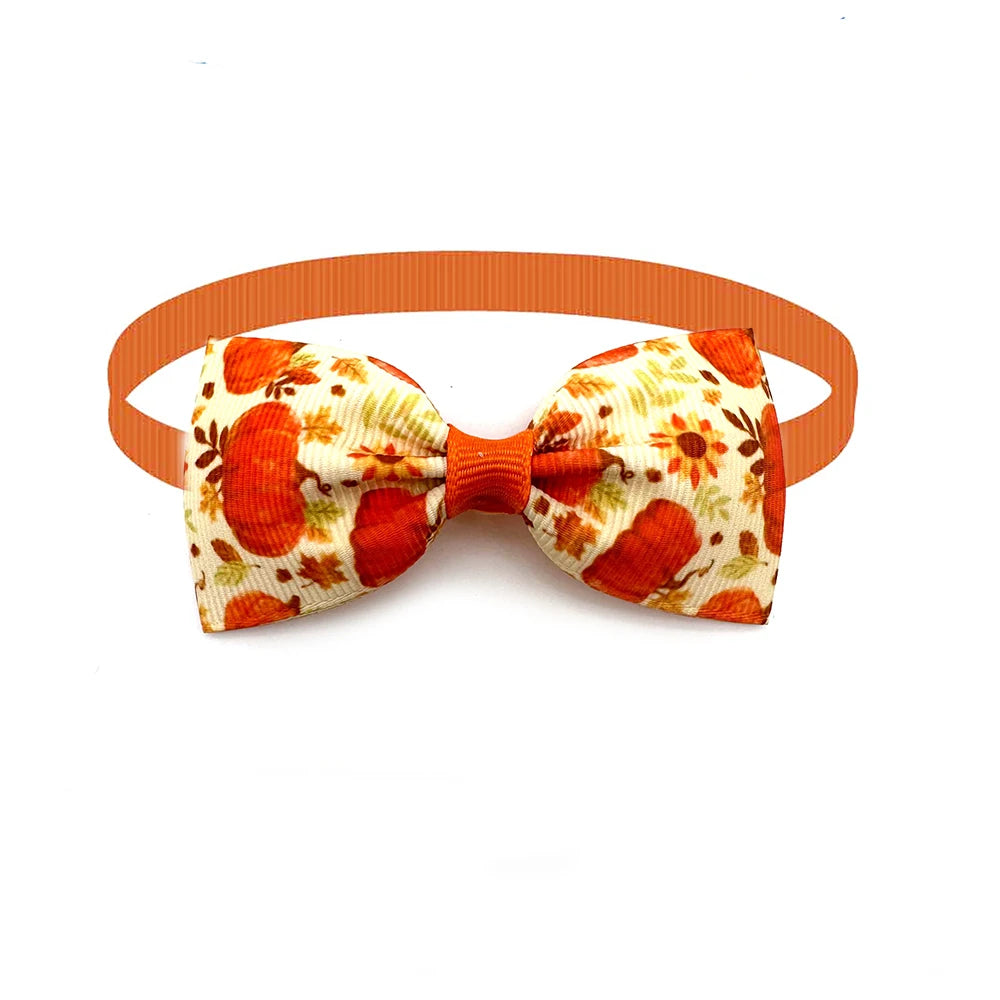 50pcs Dog Bow Tie Fall Style Dog Bow ties Necktie Collar Thanksgiving Pet Supplies Pet Grooming Accessories for Small Dog Cat