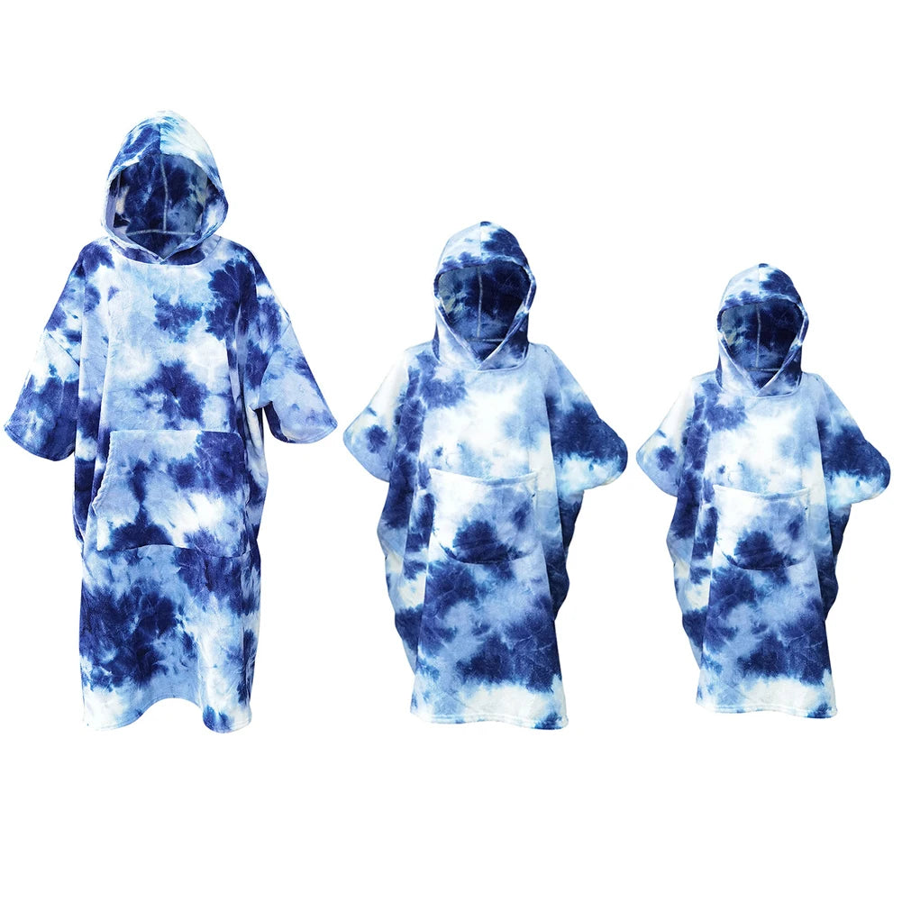 Surf Poncho Towel Microfiber Fabric Microfiber Beach Blanket Quick Dry Beach Poncho with Large Pockets for Surfer Swimmer Diver