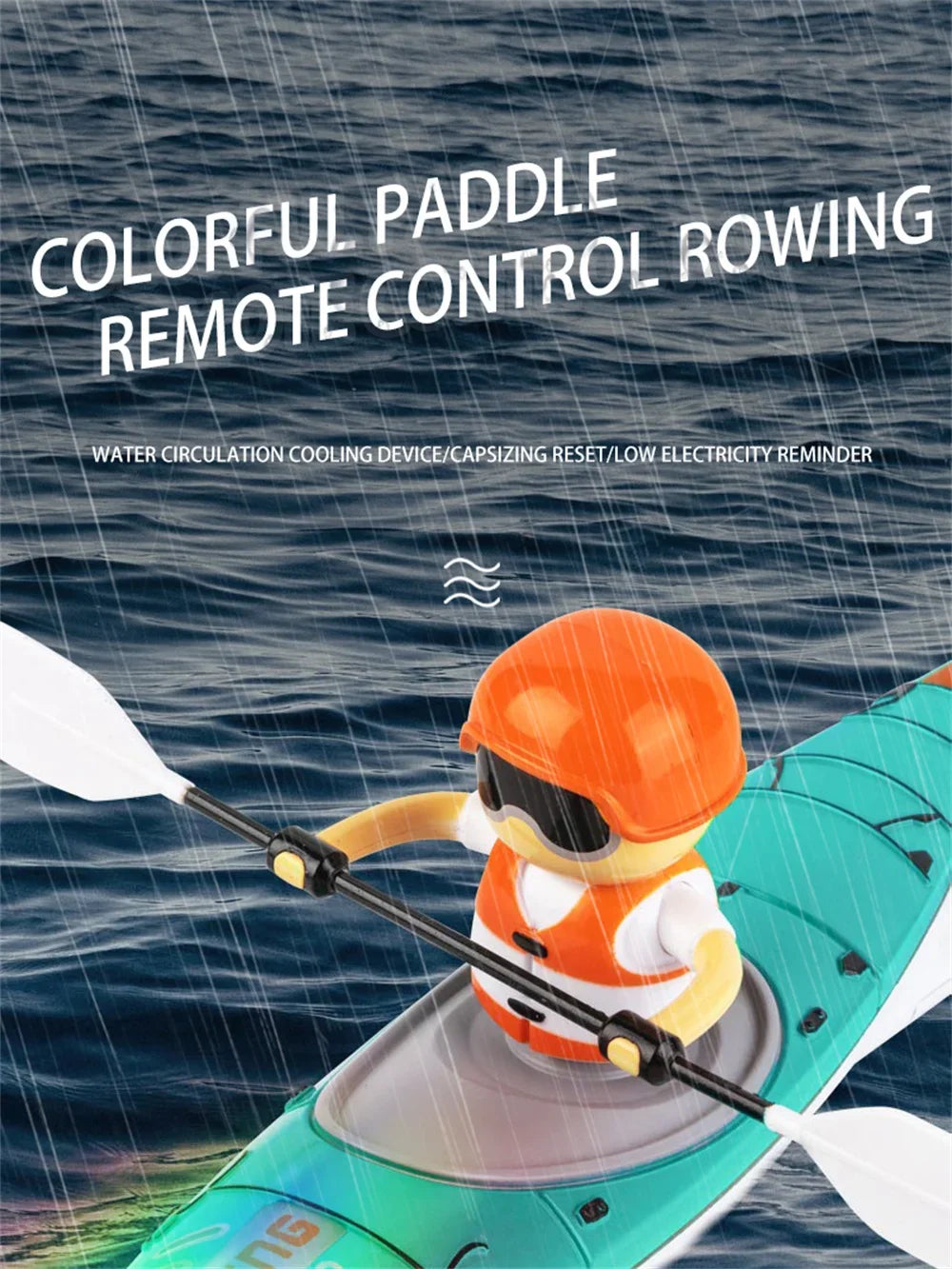 Rc Boat Remote Control Paddling Kayak with Light Kids Toys Racing Radio-Control Ship Children Gift Electric Model Water Toys
