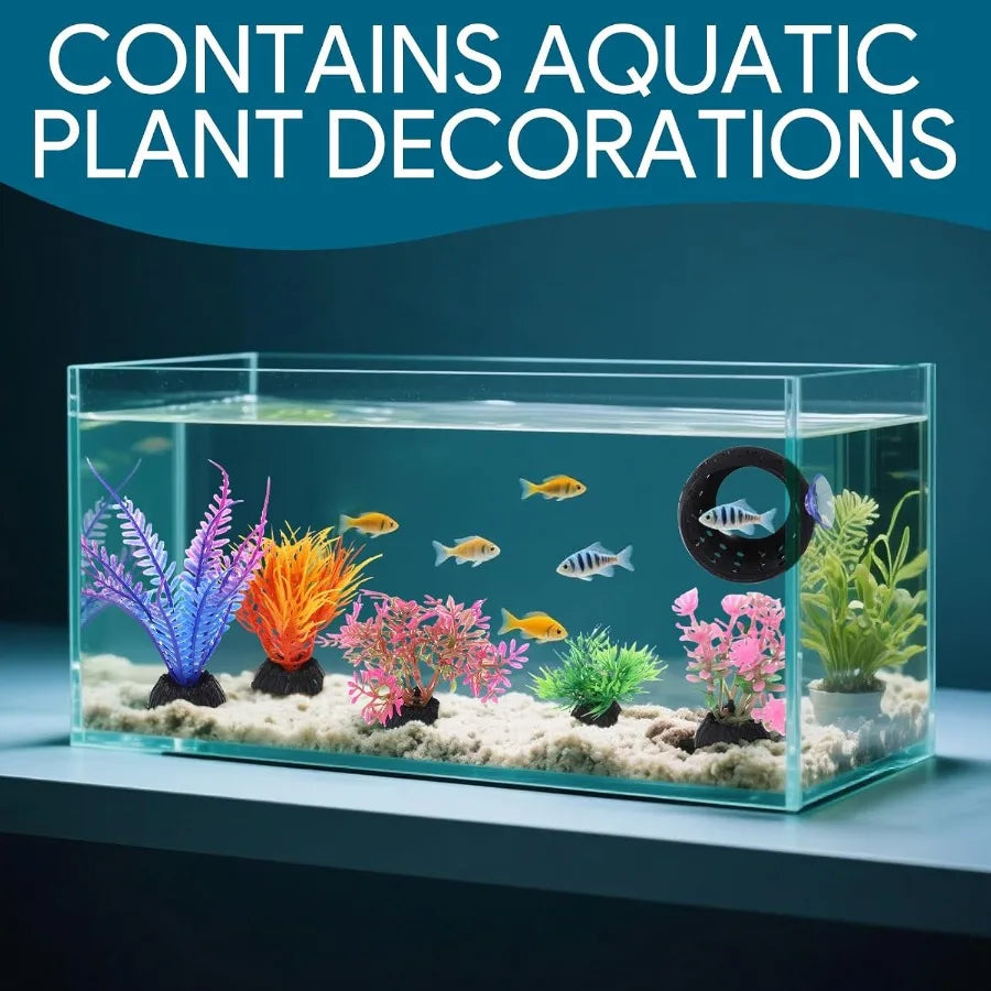 Betta Fish Hideout Betta Fish Tank Accessories with Suction Cups and 5 Fake Aquatic Plants Aquarium Decor Accessory for Small S