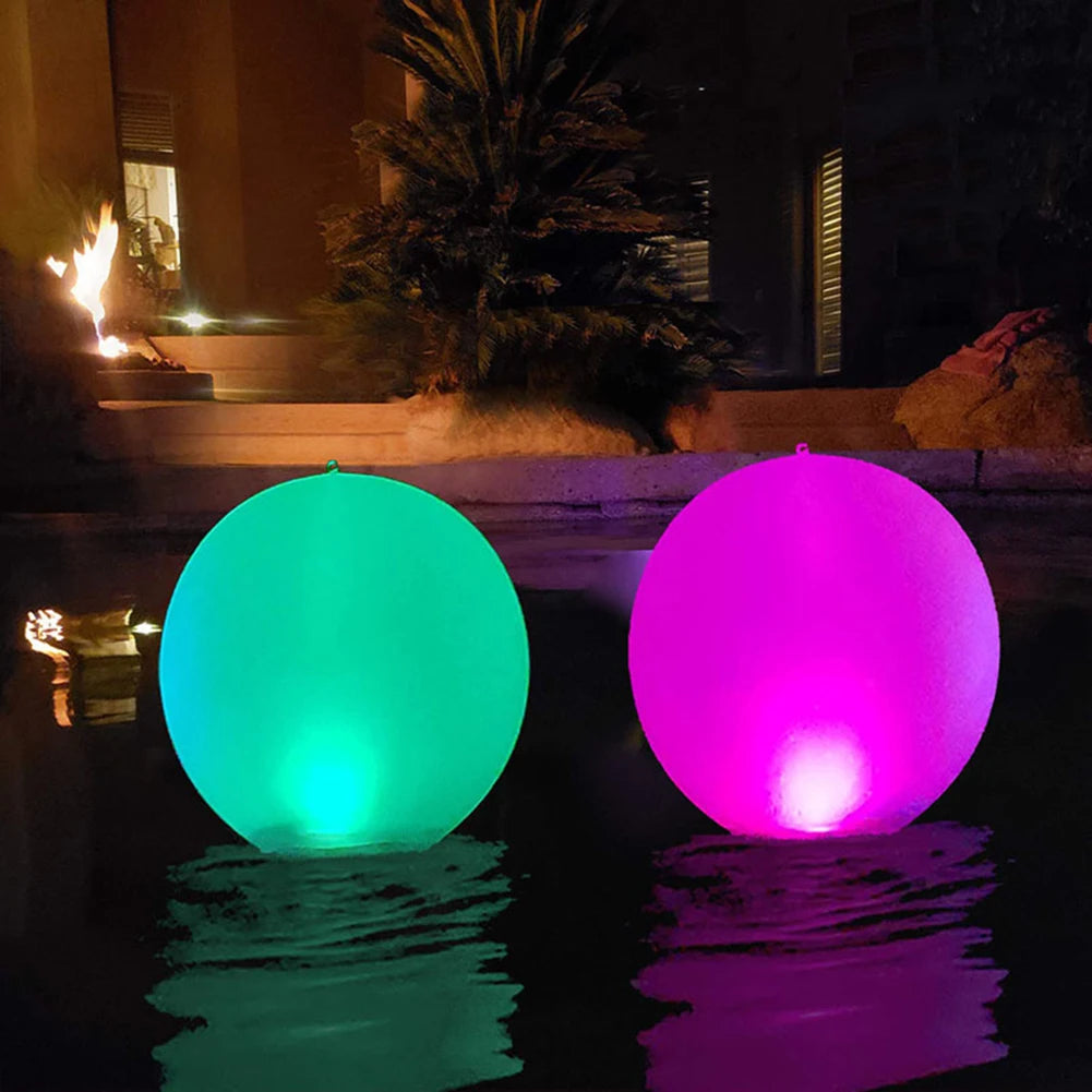 40CM Floating Pool Light with 16 Color Inflatable Pool Beach Ball LED Garden Balloon Waterproof Outdoor Swimming Pool Light Ball