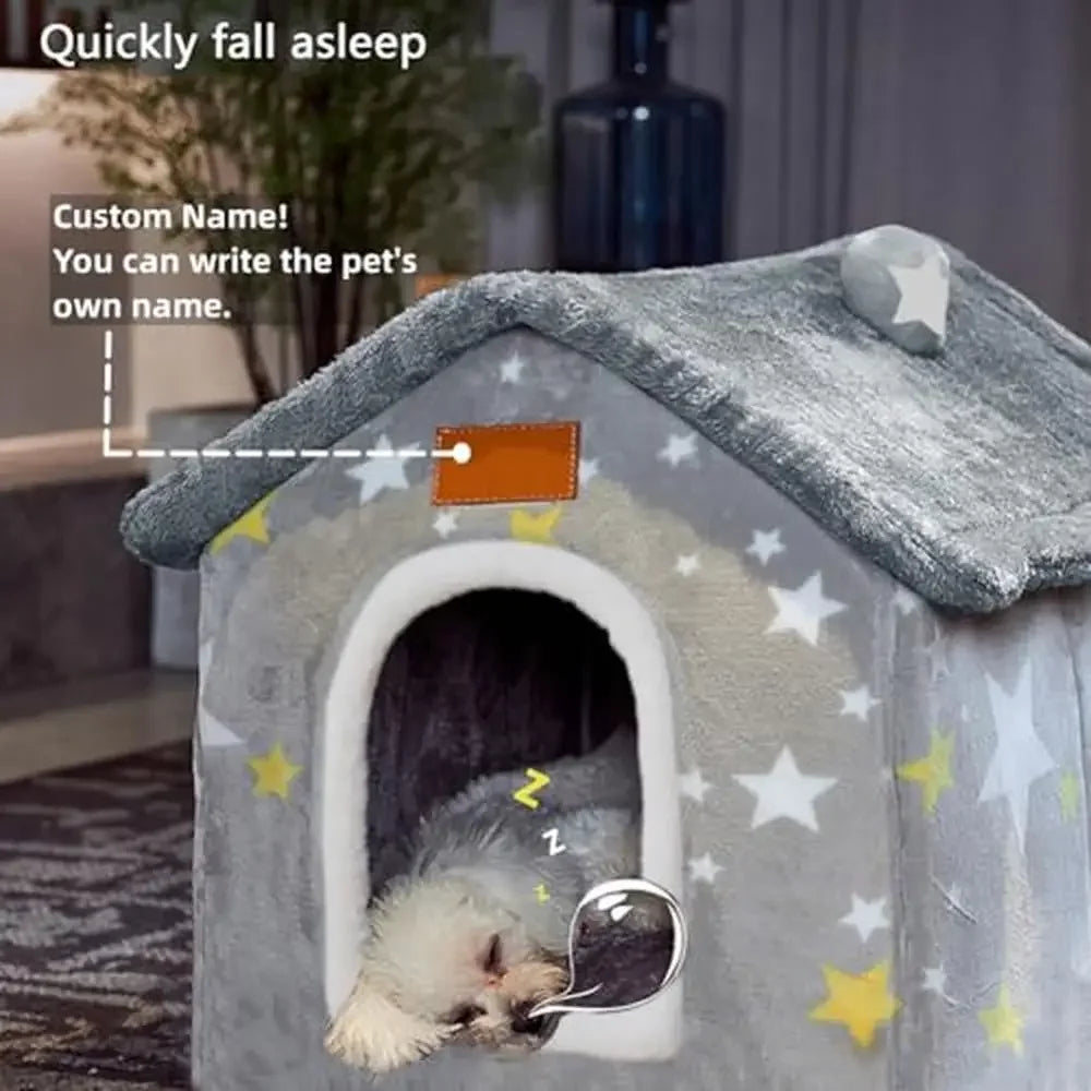 Foldable Memory Sponge Plush Pet House Kennel Bed Mat Custom Name Warm Winter Cat Nest