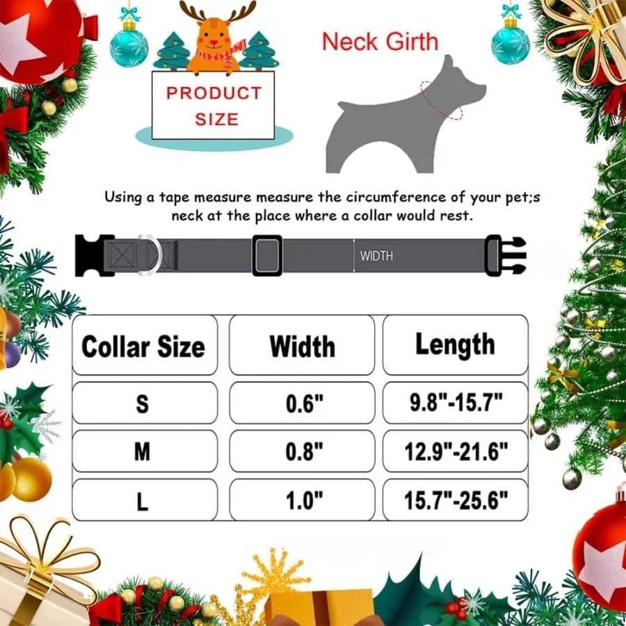 Christmas Dog CollarSoft Comfortable Dog Collar for Christmas with Quickly Release Buckle Christmas Puppy Collar Red Green Chri