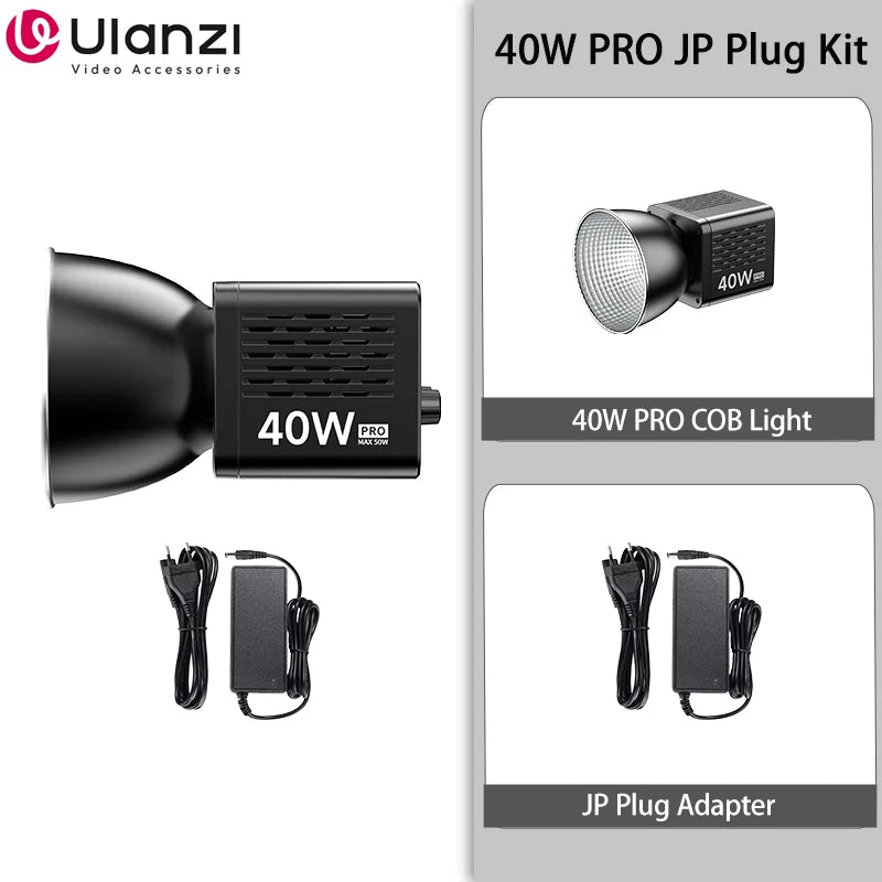 Ulanzi L023 40W Pro Portable LED Video Light Bi-Color COB Photographic Studio Light 2500K-6500K 3400mAh for Video Live-streaming