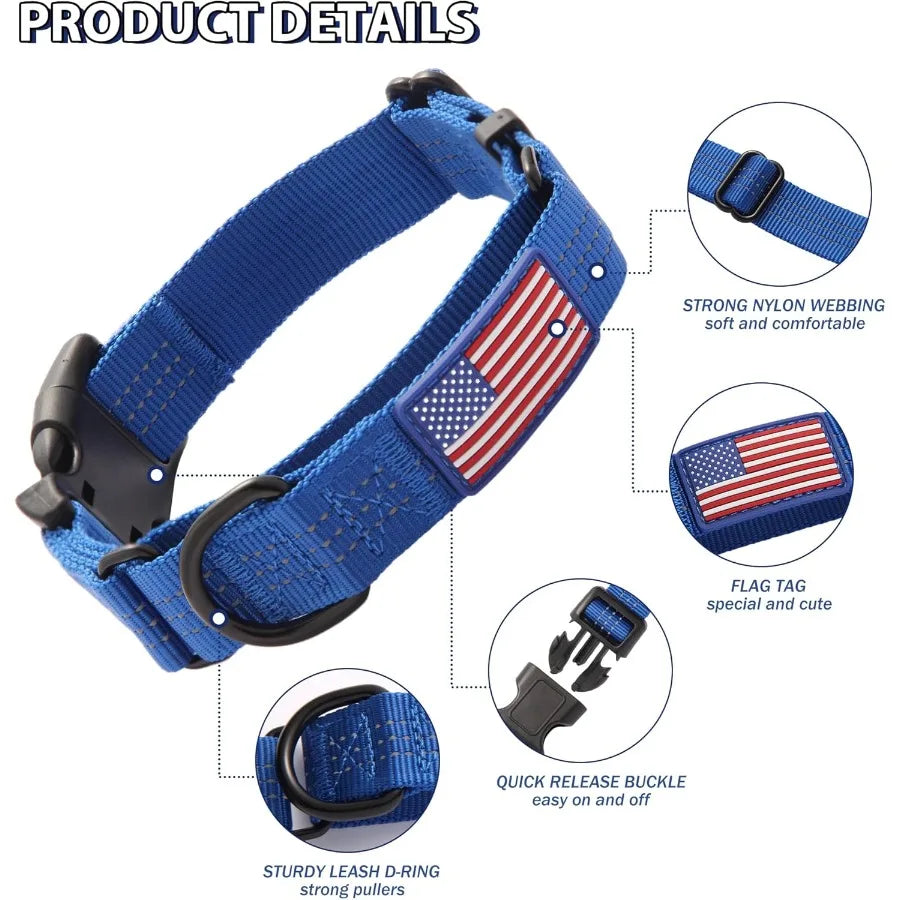 Martingale Dog Collar Quick Release Buckle No Pull Reflective NonSlip for Medium Large Dogs Training Blue Medium