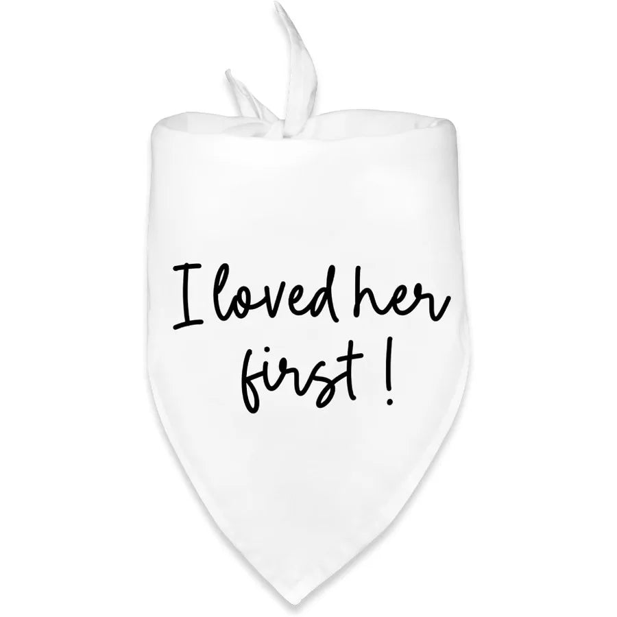 Dog Wedding Engagement Bandana Apparel Accessories Pet Dog Bandana arf Photo Prop I Loved her First Wedding Outfit Funny Engage