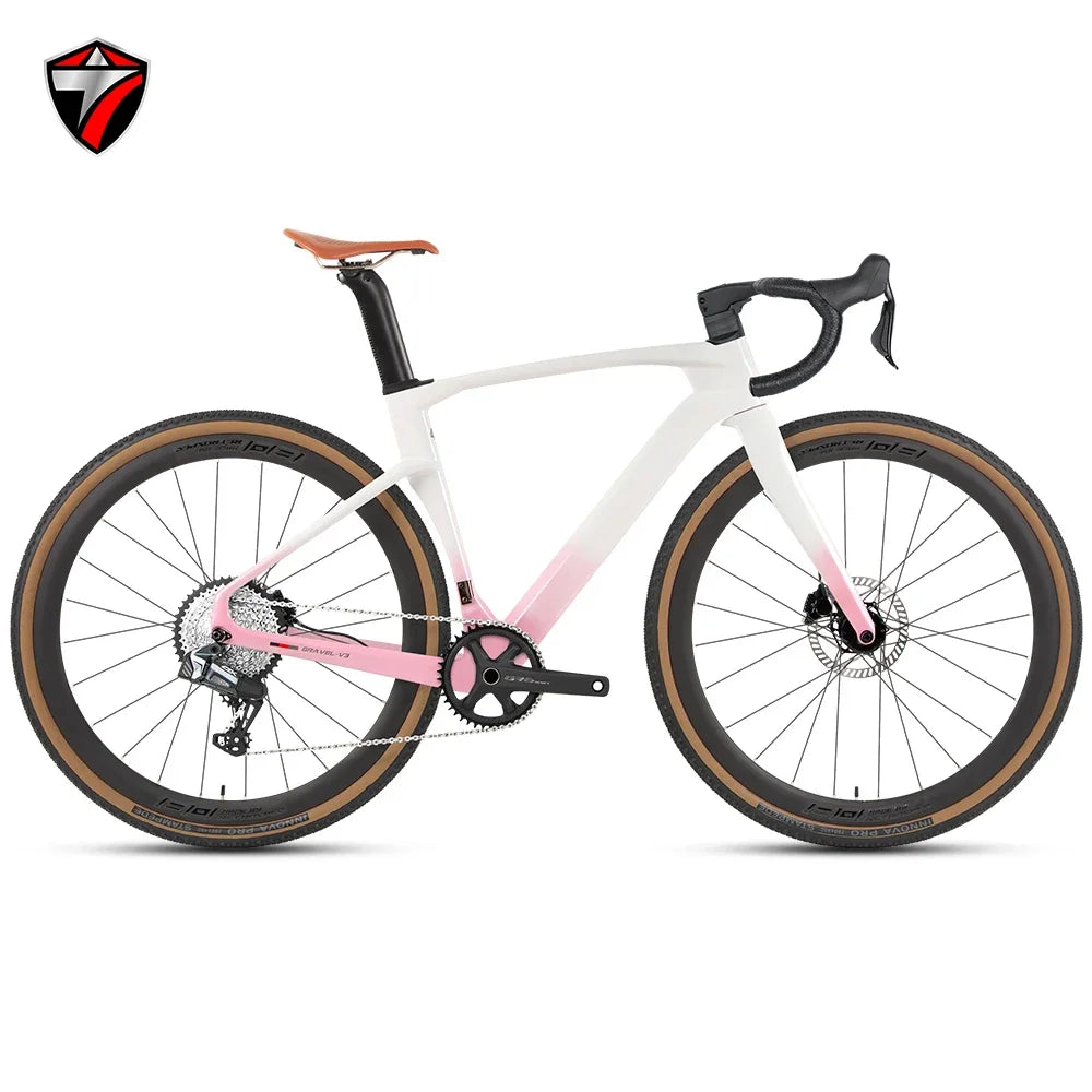 TWITTER Carbon Fiber Gravel Bike with Wireless Electronic Shifting 12/24 Speed Hydraulic Disc Brakes Mountain Bicycle For Men