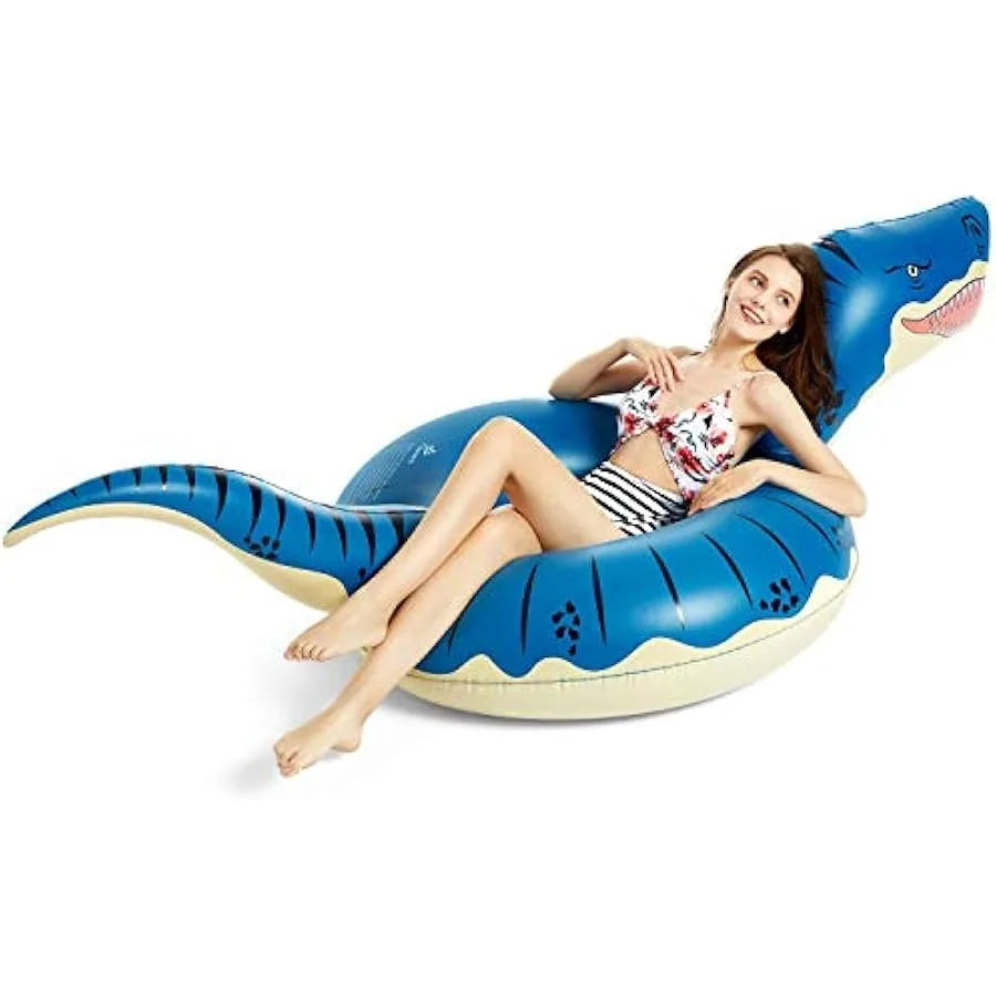 Jasonwell Giant Inflatable Unicorn Pool Float Floatie Ride and Jasonwell Inflatable Dinosaur Pool Float Tube