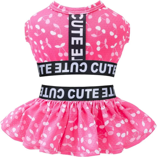 Two Piece Dog Sports Dress Athleisure Puppy irt Lightweight Small Dogs Girl Clothes Cat Apparel SPS12M