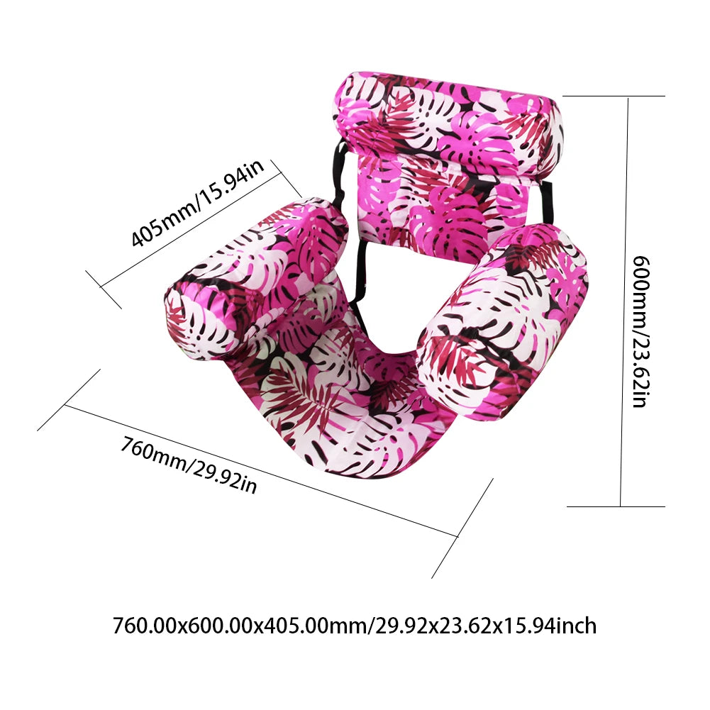 Inflatable Pool Float Floating Lounger Chair with Arm & Backrest Pool Lounge Float Water Hammock for Summer Water Fun