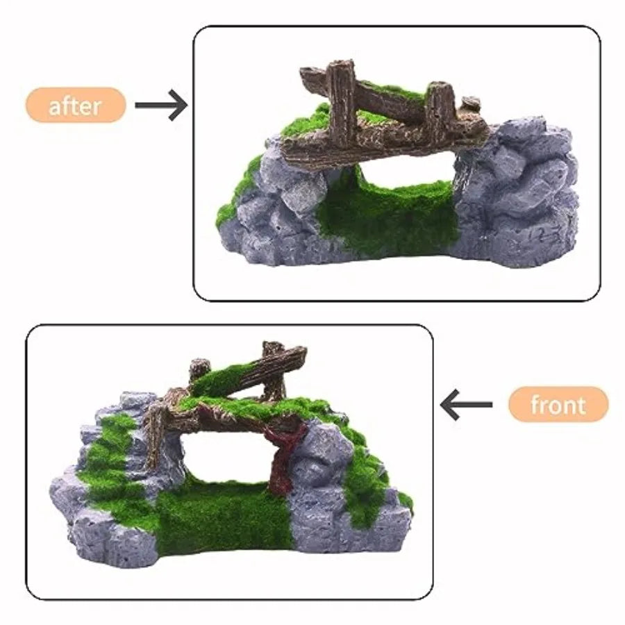Aquarium Moss Rockery Stone Decoration Hollow Hideout House Ruins Cave Fish Tank Accessories Orment Tank Small Fish Hideaway