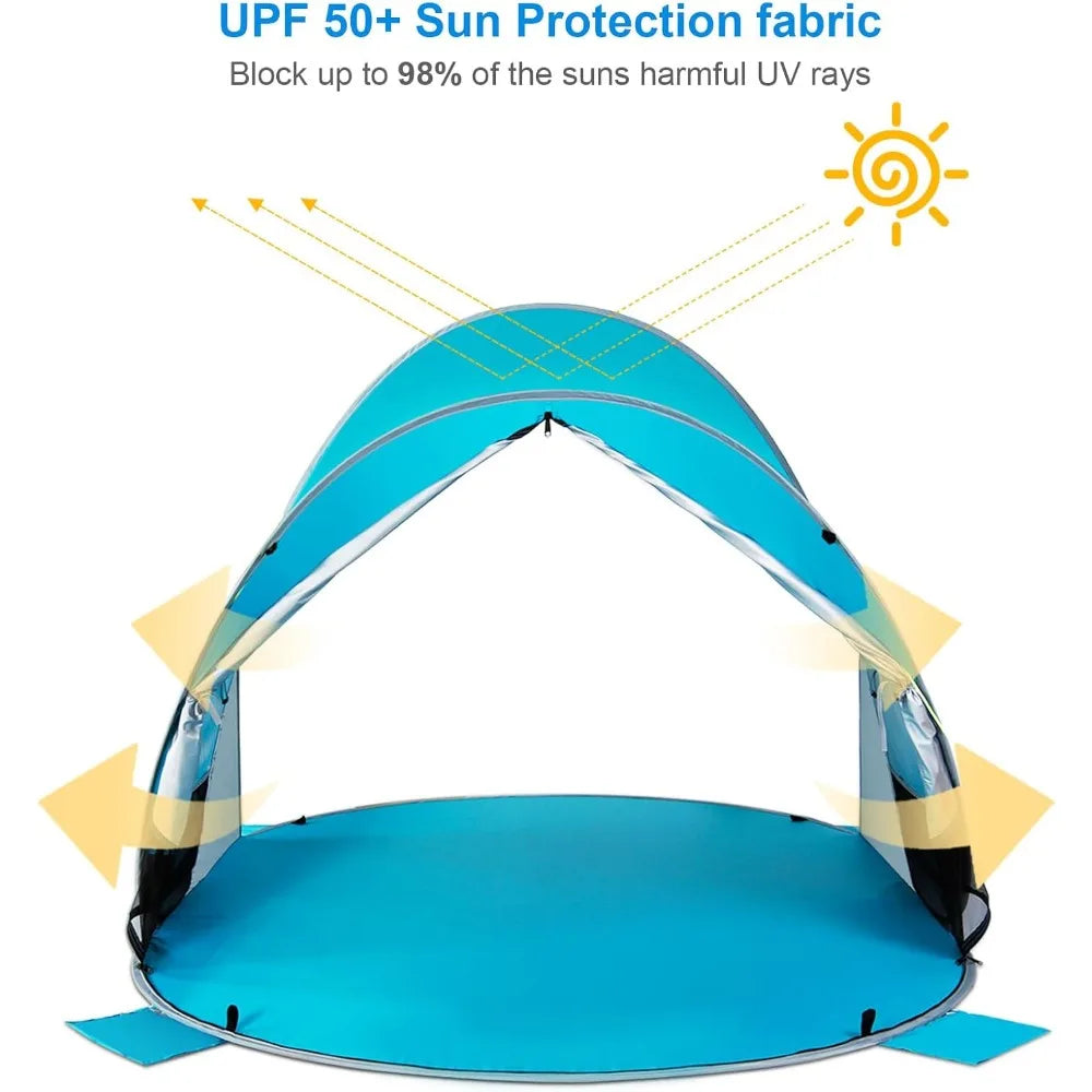 Tents for Camping UPF 50+ Easy Pop Up 3-4 Person Beach Tent Sport Umbrella Instant Sun, ShelterEasy Up Tent Sun Shade Canopy