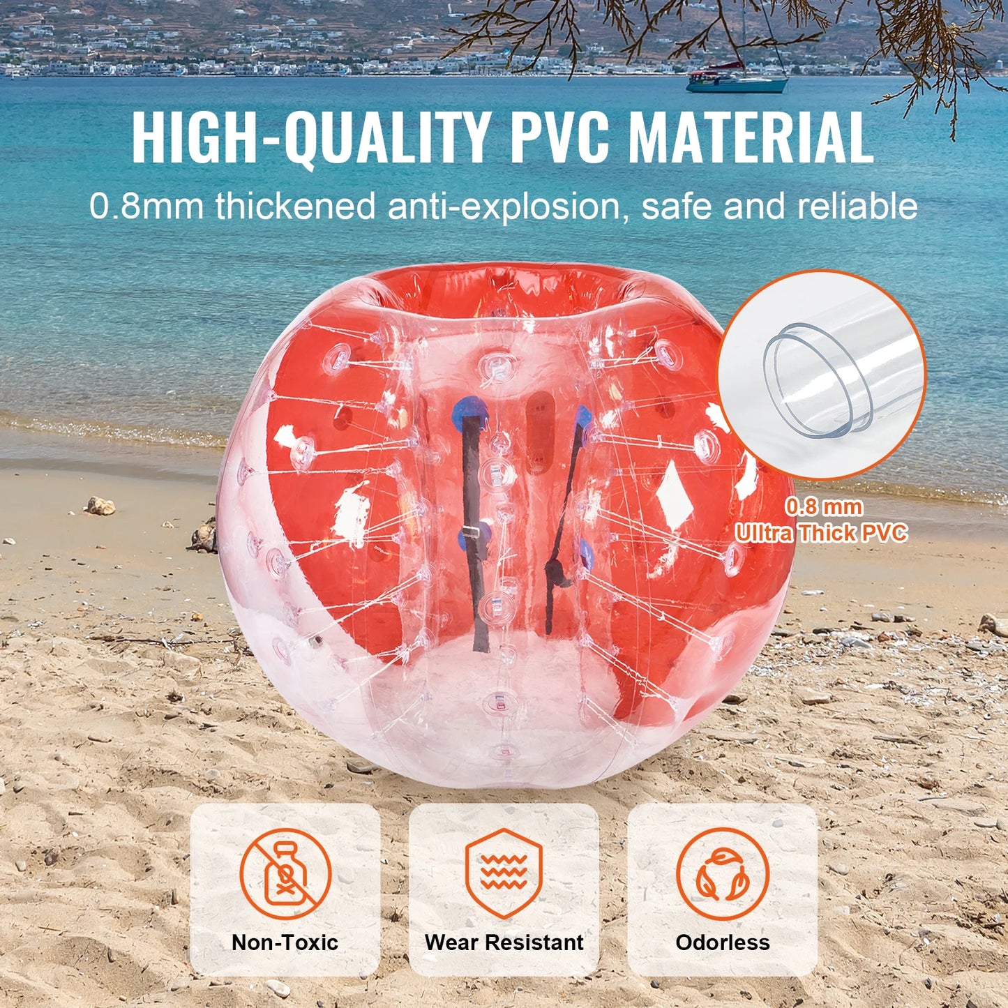 SucceBuy 5FT/1.5M Inflatable Bumper Ball BBody Bubble Zorb Ball for Teen & Adult Body Bubble Soccer Ball PVC Hamster Bubble Ball