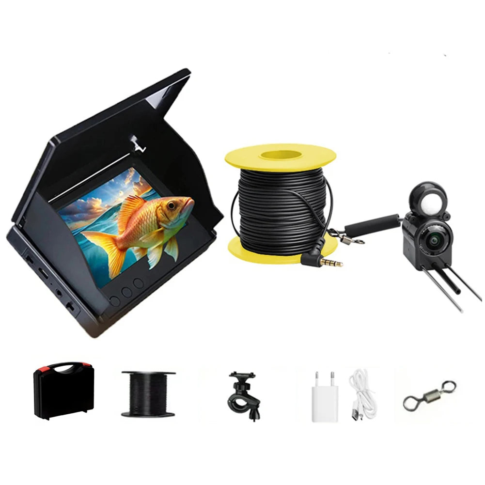 Underwater Fishing Camera 4.3 Inch IPS Monitor Ice Fishing Camera Night Vision Video Fish Cam Waterproof Fish Finder for ICE/Sea