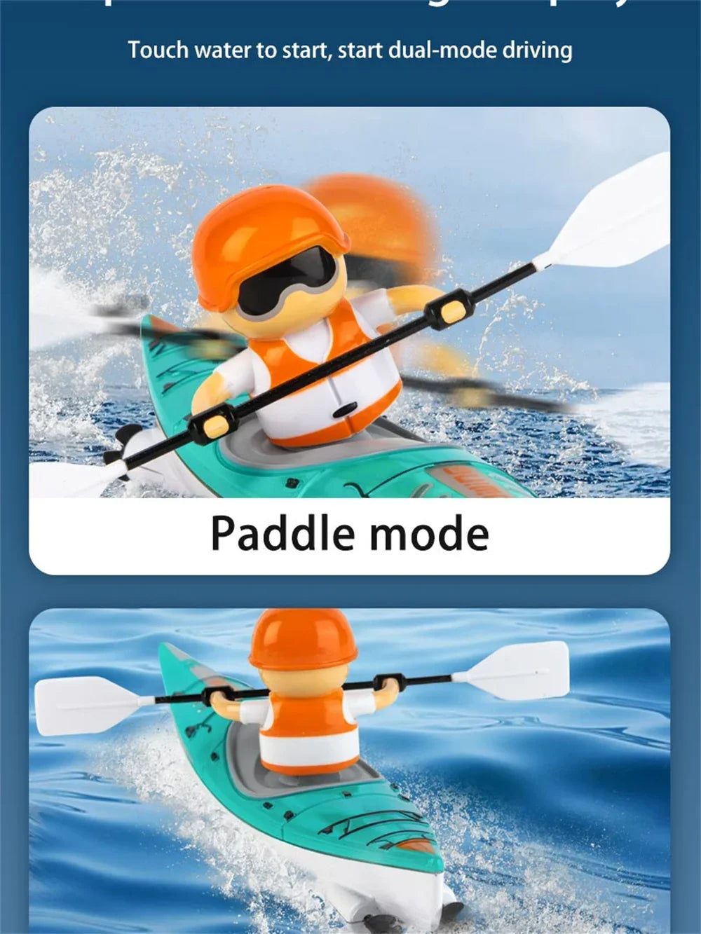 Rc Boat Remote Control Paddling Kayak with Light Kids Toys Racing Radio-Control Ship Children Gift Electric Model Water Toys