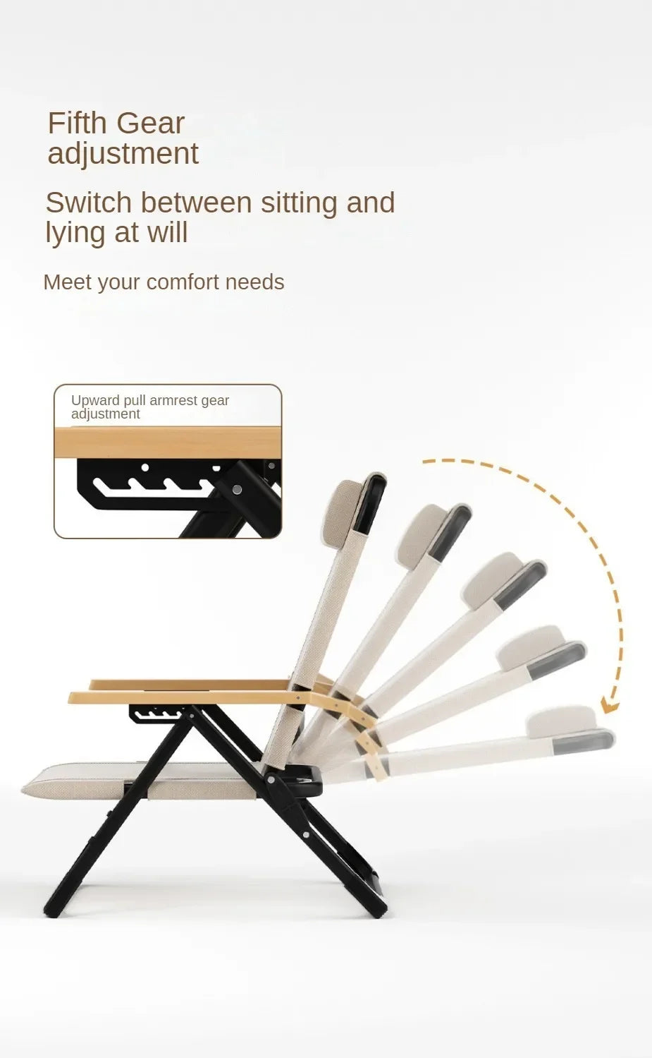 Angle Adjustable Camping Chair with Detachable Pillows,long Camping Chair Fishing Chair Folding for Camping Fishing Hiking