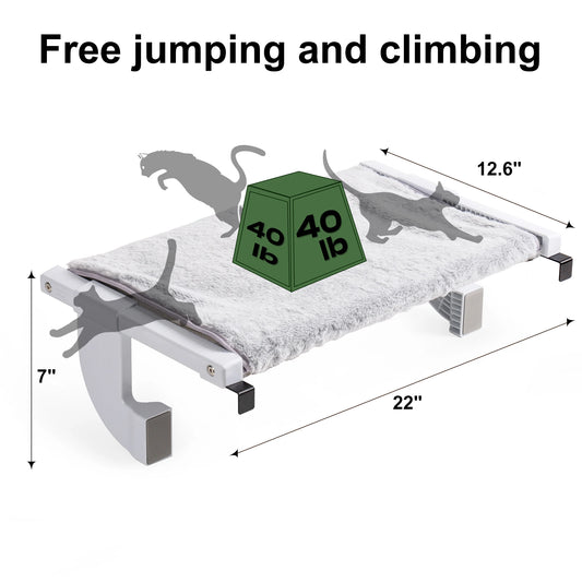 Mewoofun Cat Window Large 55x35cm Adjustable Cat Window Bed Lying Seat with 2-sided Cushion Sturdy Holding Up to 18kg