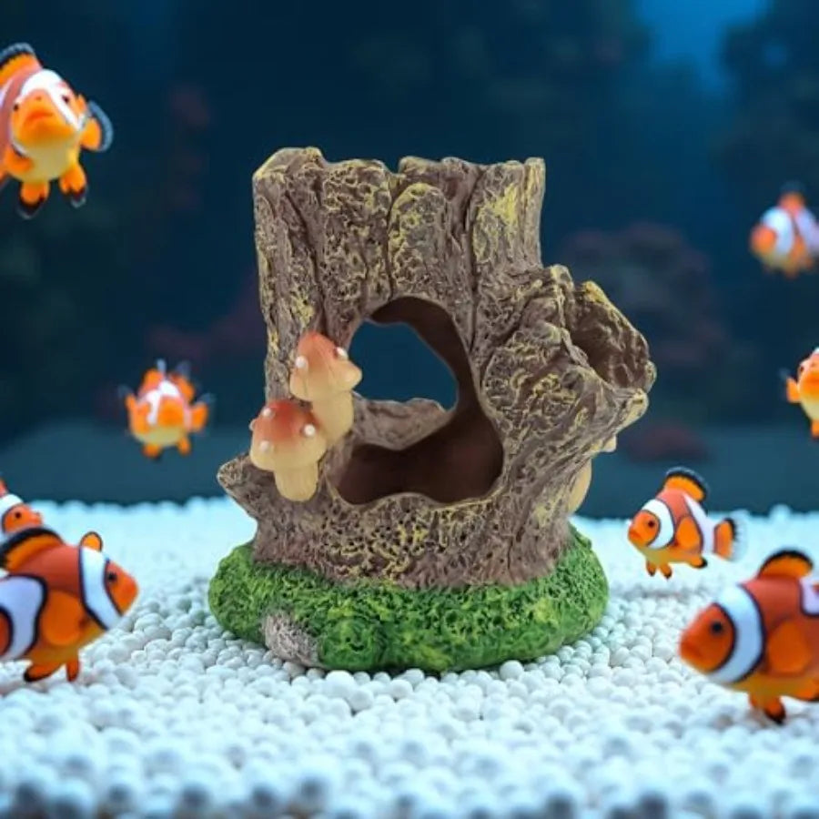 Fish Tank Decorations Aquarium Decor Small Fish Cave Aquarium Accessories Stump House Hideout Resin Fish Tank Cave Betta Goldfi
