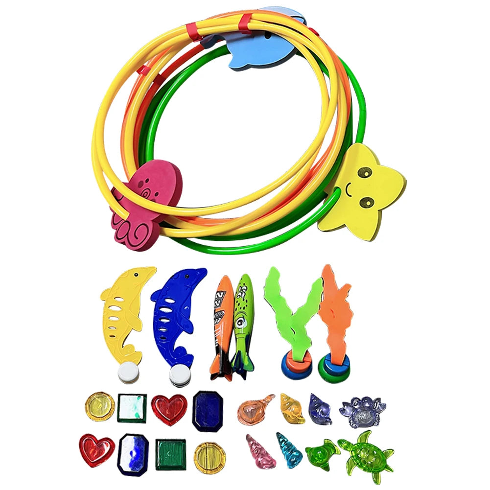 1setSummer Children Swimming Octopus Pool Diving Toys Water Sports Water Play Toys Diving Stick Gem Set Underwater Grabbing