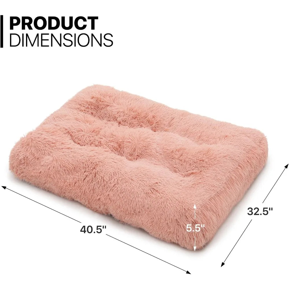 large dog bed - 40.5"x32.5"x5.5" machine washable plush pet bed, warm & cozy for dogs