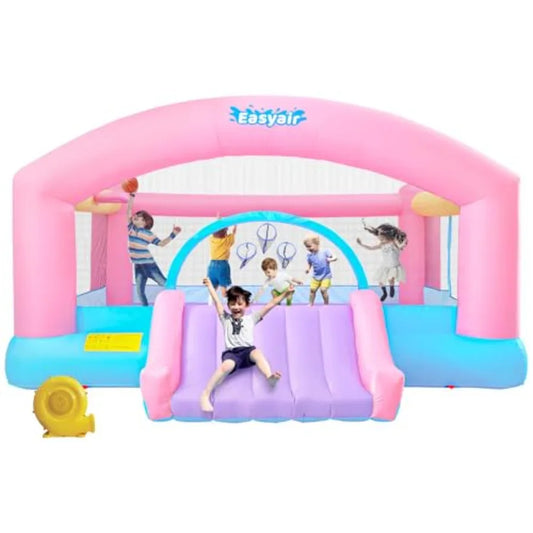 Large Bounce House for Big 14.8 x 14.5 FT Inflatable Bouncer Jumper Slide with 650W Blower Basketball Hoop Throw Ball Game Ball
