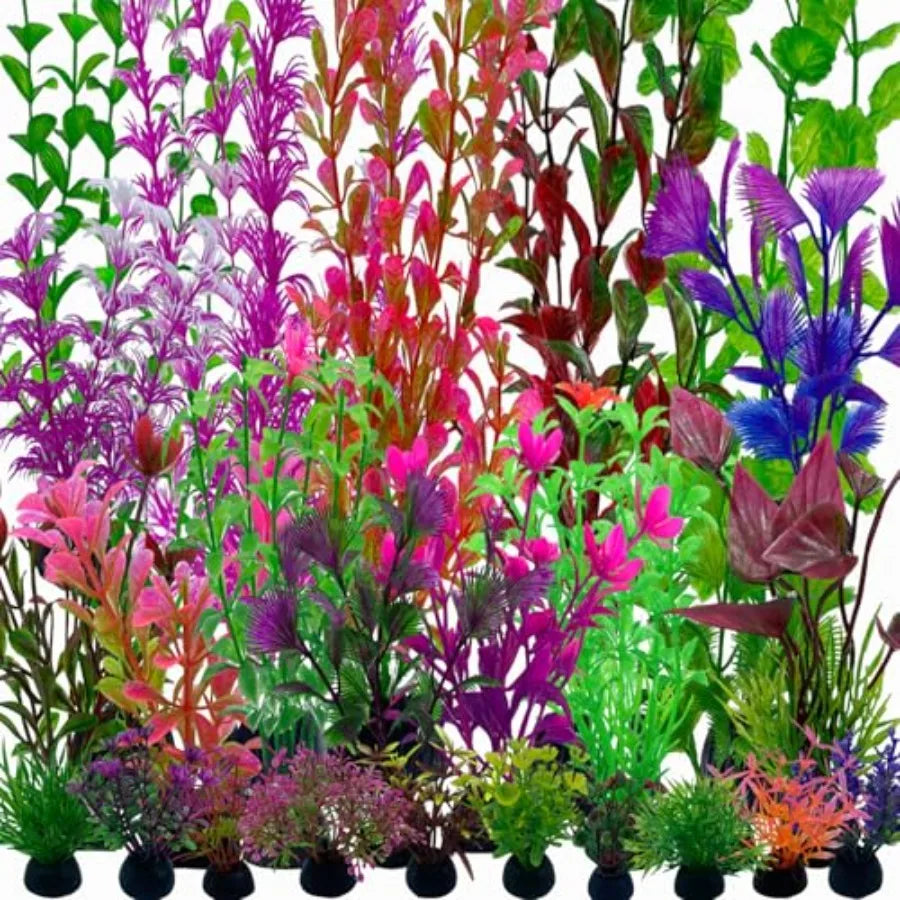 25pcs Fish Tank Accessories Aquarium Artificial Plants Fish Tank Decorations Plants Aquarium Decor Artificial Plants Small to L