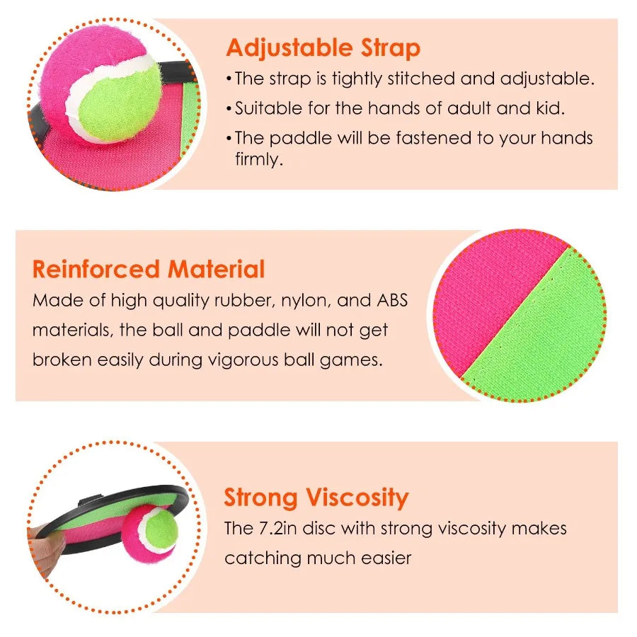 3Sets Toss and Catch Ball Throw Catch Ball Paddle Outdoor Ball Game Catch Game Beach Game