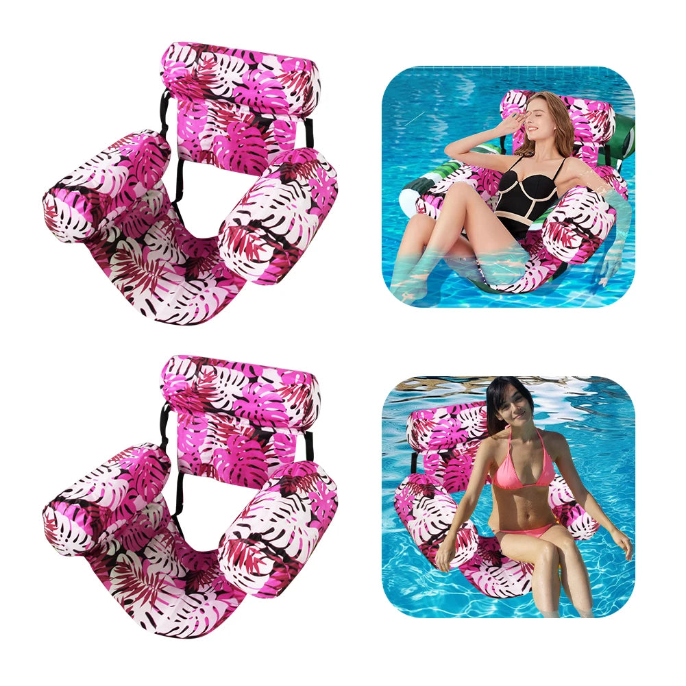 Inflatable Pool Float Floating Lounger Chair with Arm & Backrest Pool Lounge Float Water Hammock for Summer Water Fun