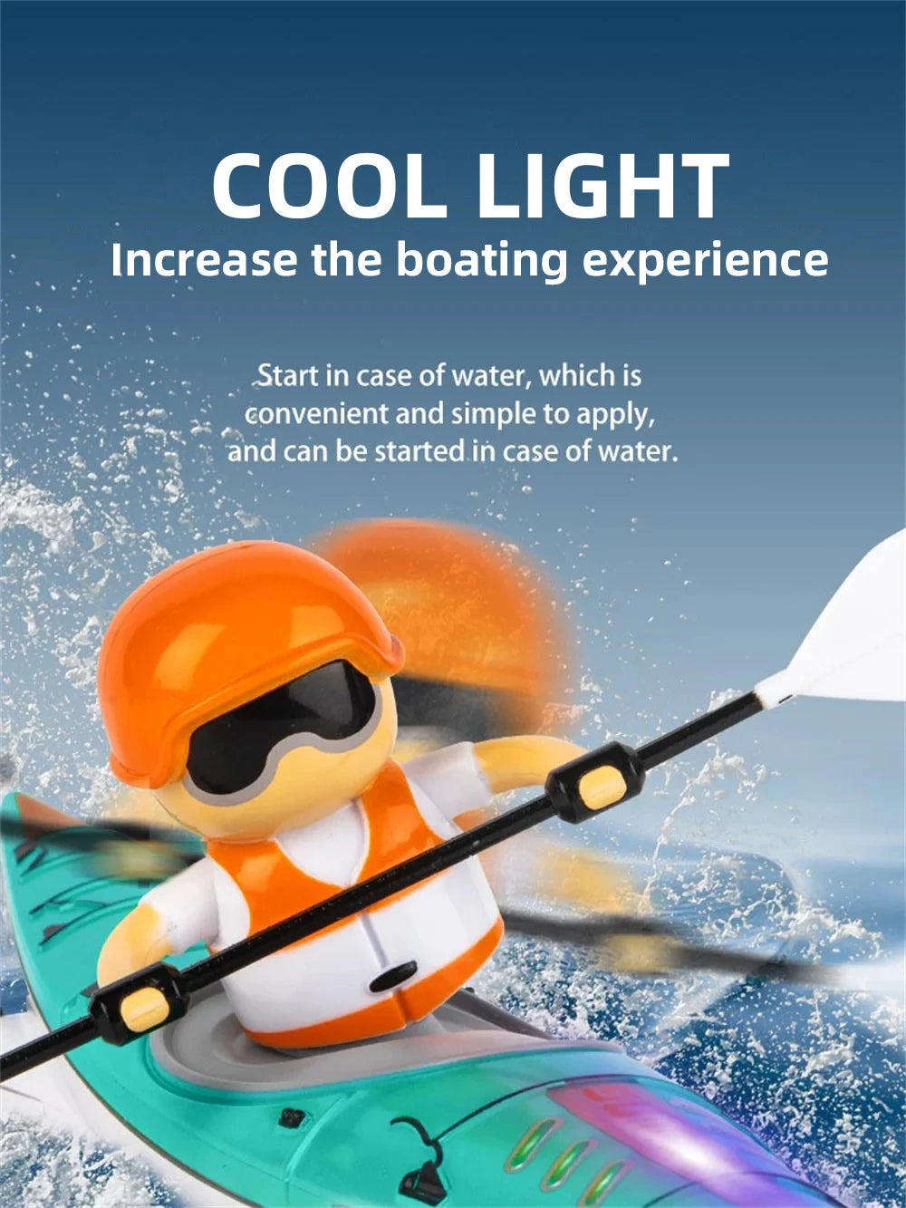 Rc Boat Remote Control Paddling Kayak with Light Kids Toys Racing Radio-Control Ship Children Gift Electric Model Water Toys