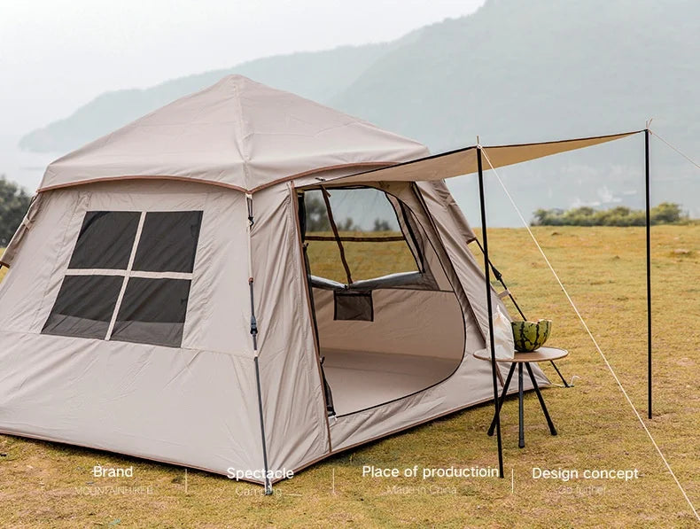 MOUNTAINHIKER Automatic Tent, Size 3-4 Persons, 2 Doors, 2 Windows, Sleeping Tent, Outdoor Tent, Hiking and Camping Tent Black