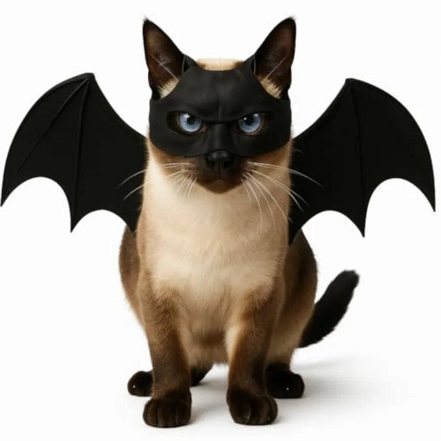 Cat Kitten Clothes Costume Pet Halloween Costumes Outfits for Cats Apparel Batman Mask Helmet Bat Wings