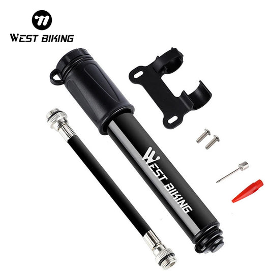 WEST BIKING 100PSI Mini Bike Pump Aluminum Alloy Portable Drop-proof Bike Ultraligh Hand Air Pump MTB Mountain Road Cycling Pump