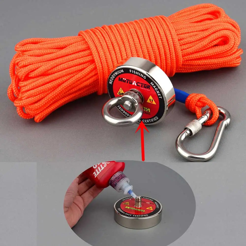 120KG/220KG /300KG/400KG/500KG Salvage Magnet Large Neodymium N52 Magnets Magnet Strong Fishing Magnet with Rope Gloves Bag