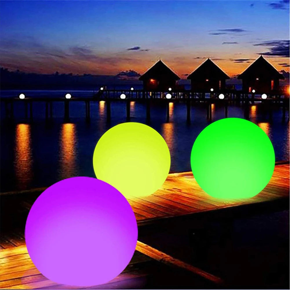 40CM Floating Pool Light with 16 Color Inflatable Pool Beach Ball LED Garden Balloon Waterproof Outdoor Swimming Pool Light Ball