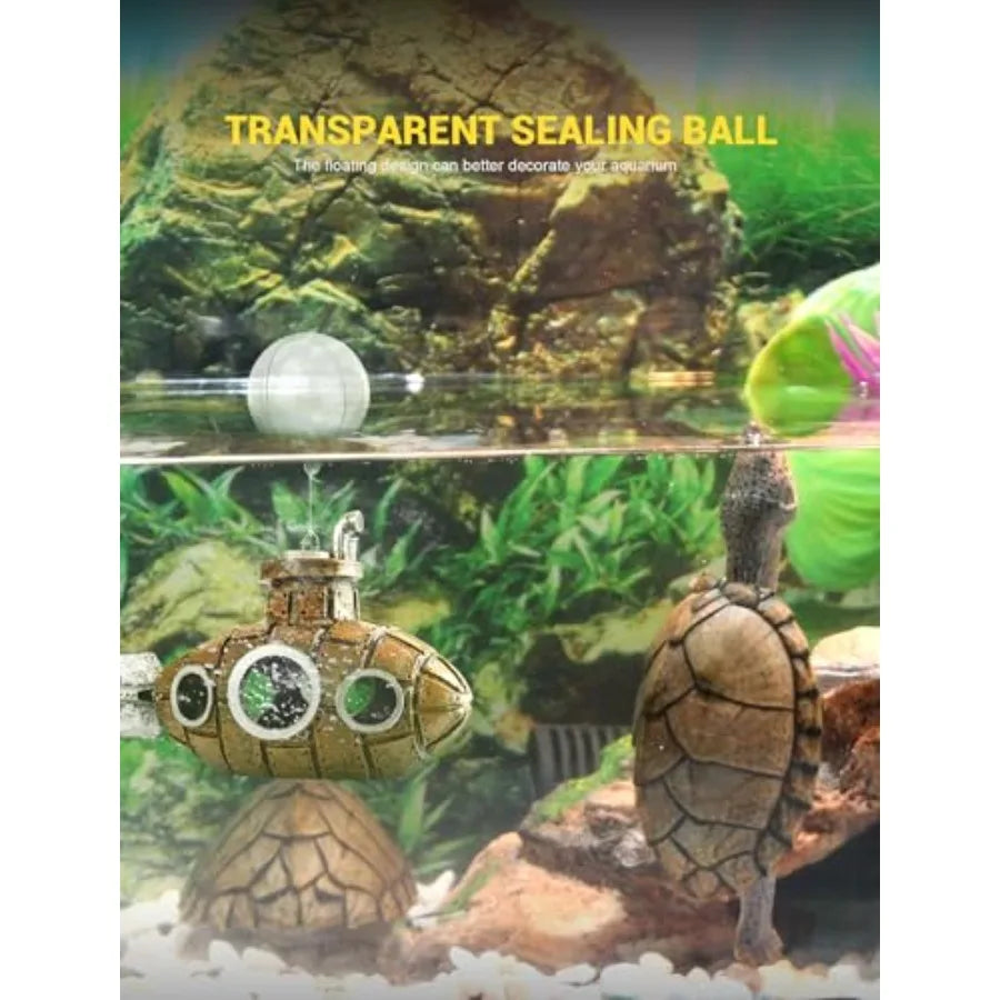 Floating Fish Tank Decoration Little Cute Retro Submarine Aquarium Decoration with Two Float Balls Resinous Fish Tank Accessori
