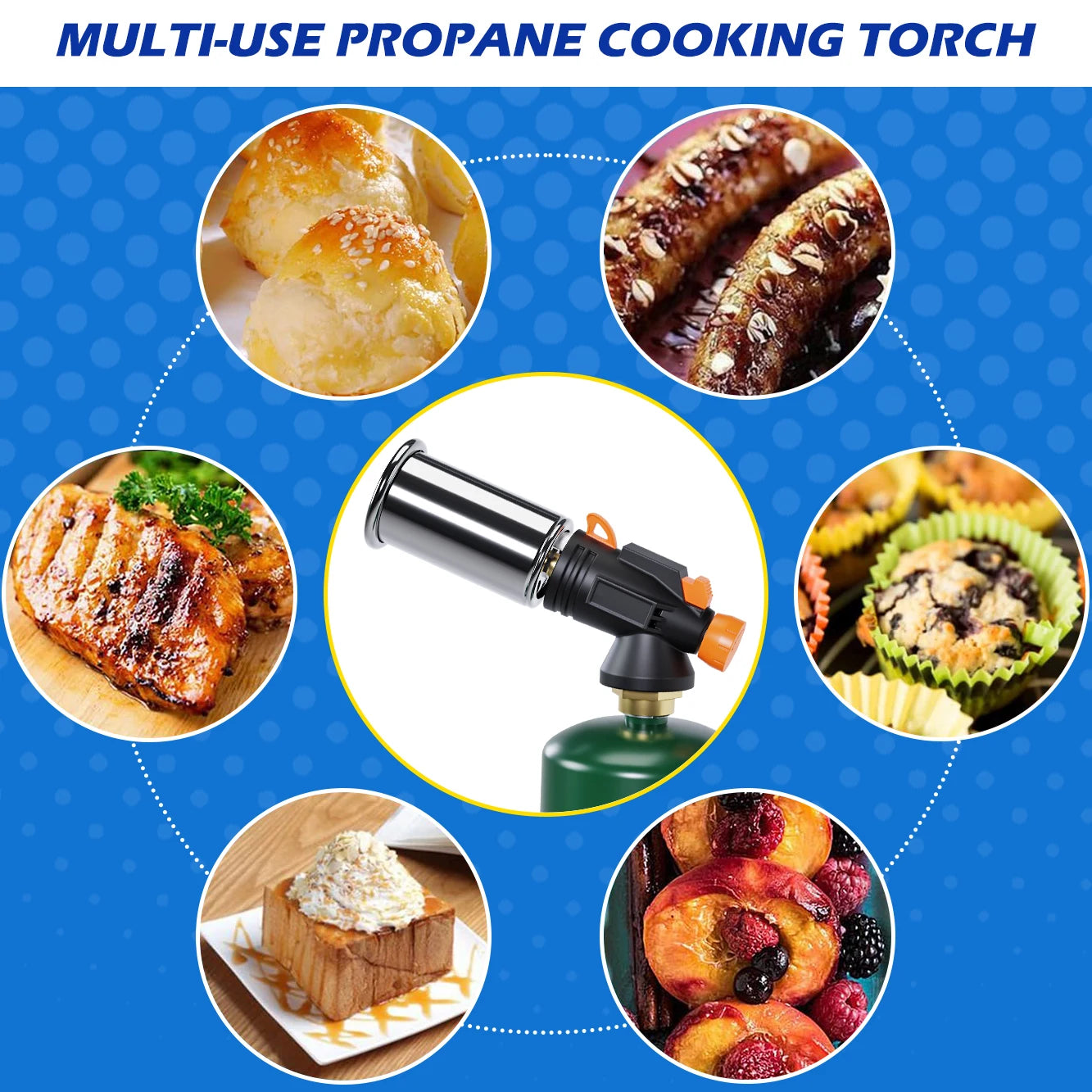 Powerful Grill & Cooking Propane Torch, Sous Vide, Campfire Starter, Adjustable Kitchen Torch for Searing Steak, BBQ, Welding