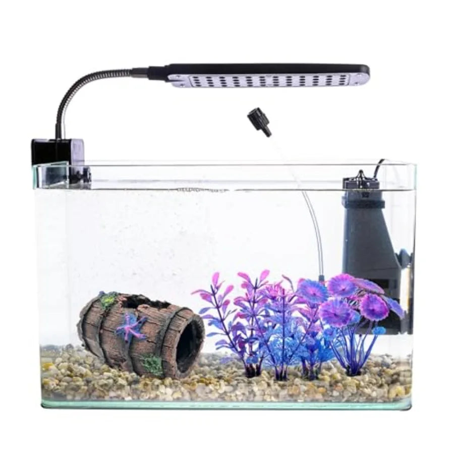 Faeshoo Fish Tank Decoration Betta Fish Tank Decorations Accessories for Aquarium Tank Starfish Barrel x 1pc Aquatic Plants x 4