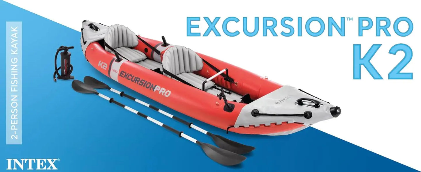 Intex 68309EP Excursion Pro K2 Inflatable Kayak Set:Includes Deluxe 86" Kayak Paddles & High-Output Pump,SuperTough PVC,2-Person