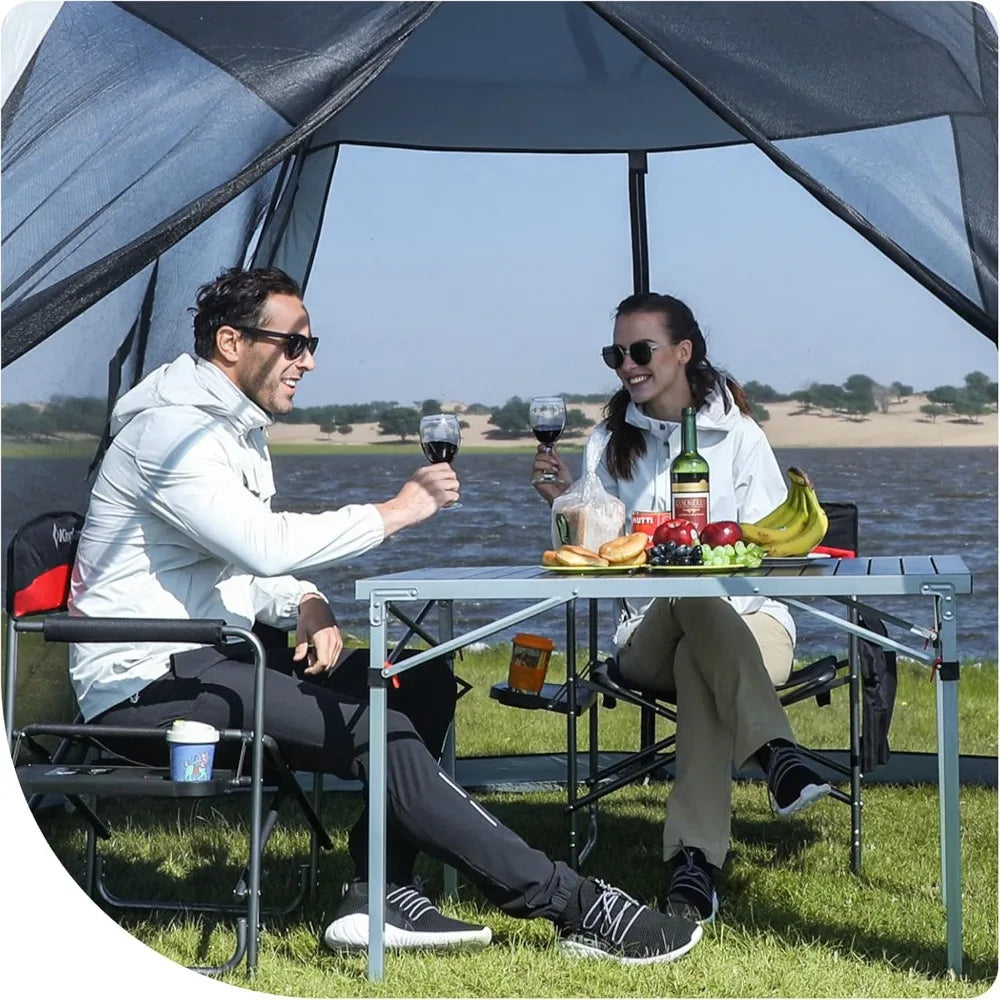 Aluminum Folding Portable Lightweight Roll Table for Camping, Picnics, Barbecues, Backyard Parties, Indoor and Outdoor Use