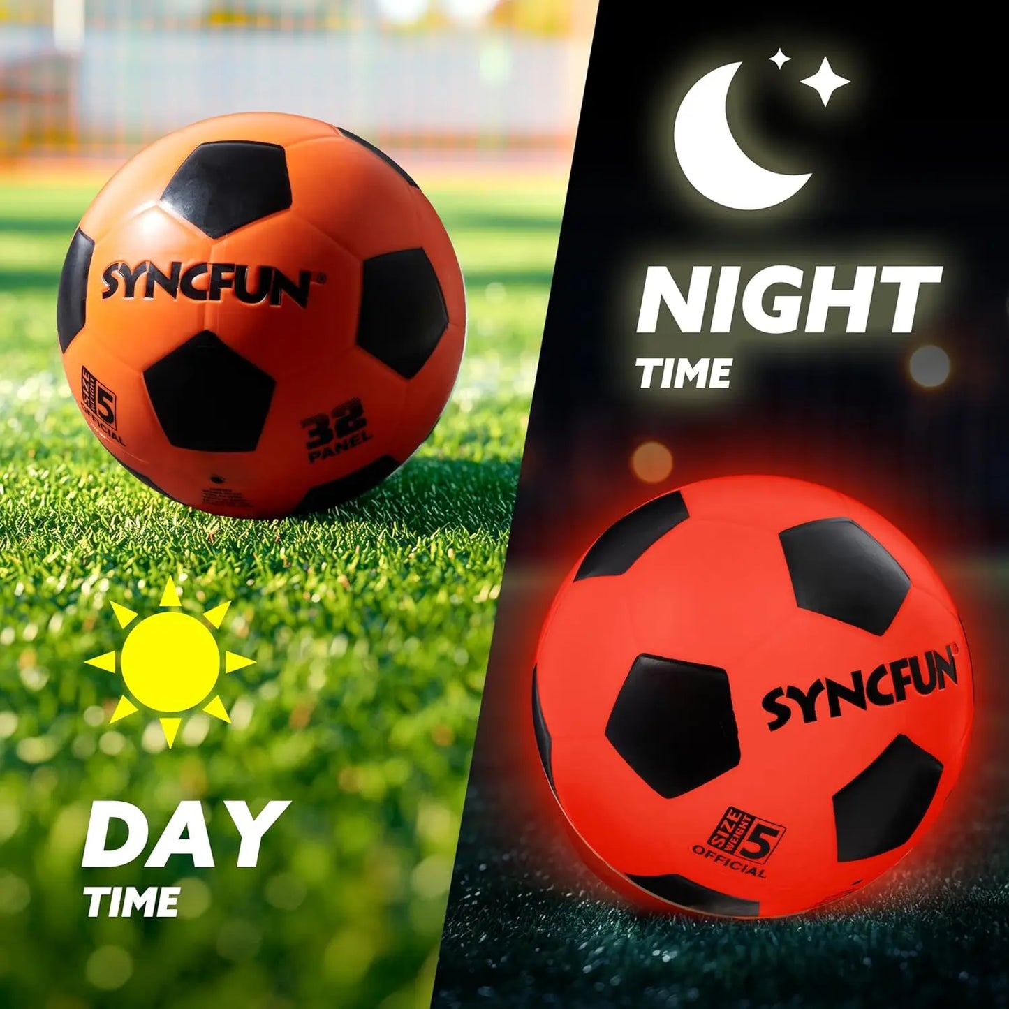 JOYFY Glow in The Dark Soccer Ball Light Up Soccer Night Sports Gear Gifts Games Red Glowing Ball  for Teen Boy Toys Gifts