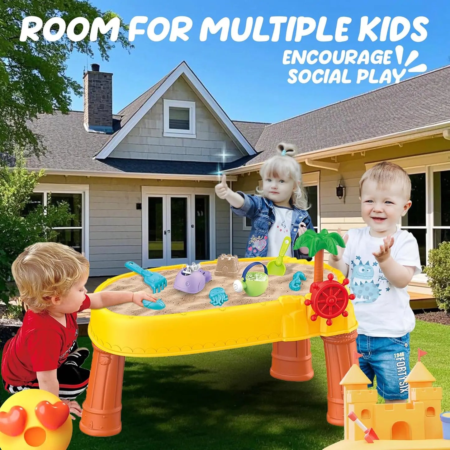 Sand Water Table for Toddlers - Summer Toys Kids Water Table, Outside Backyard Activity Sensory Play for Toddlers